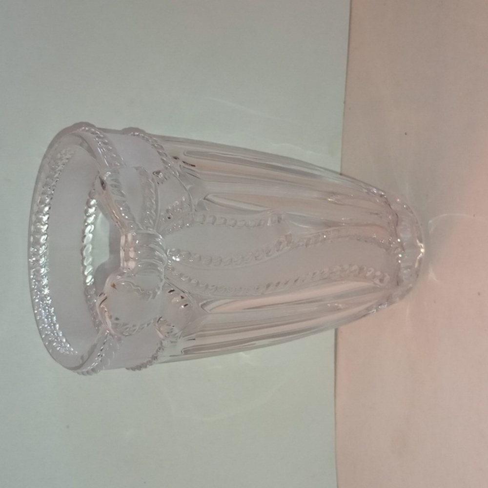 Glass Vase with Ribbon and Bow, 6", Pre-owned